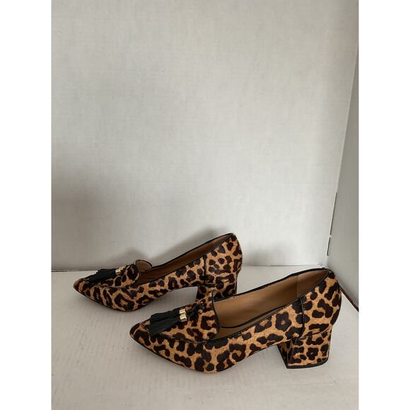 Franco Sarto - Leopard Calf Hair Slip On Low Block Heel Pumps - 9M - Picture 3 of 10